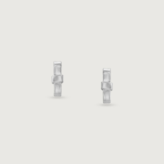 Minimal Bow Silver Stud Earrings,,hi-res image number null