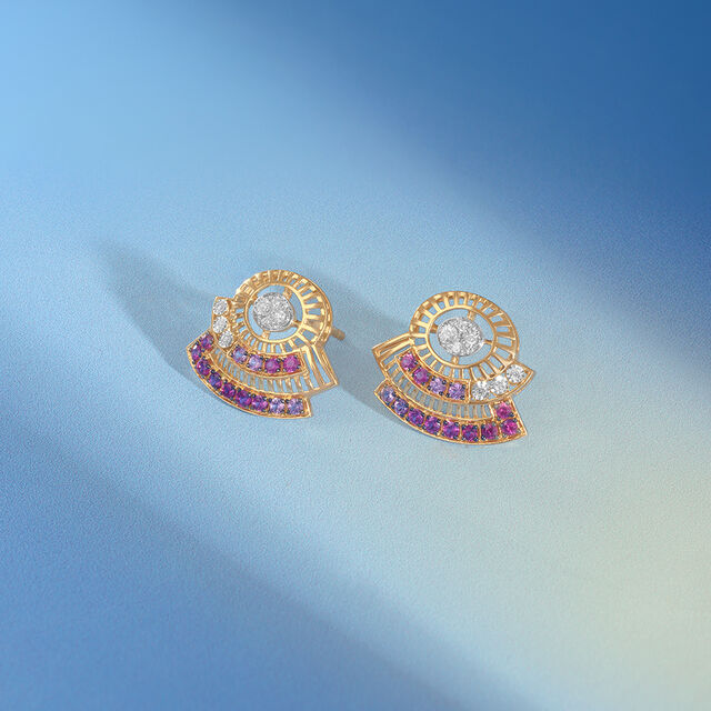 Radiant Horizon Sapphires & Diamond Stud Earrings,,hi-res image number null