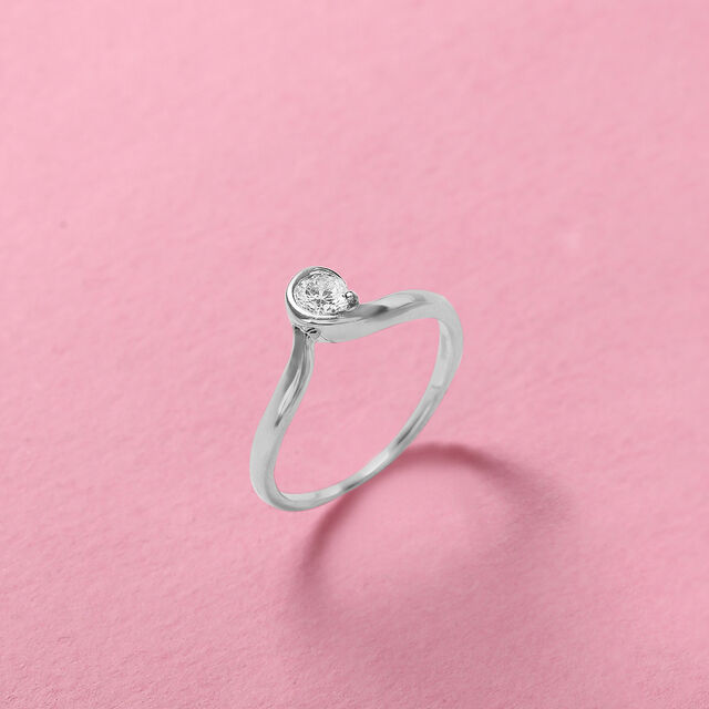 Curved Elegance Silver Finger Ring,,hi-res image number null