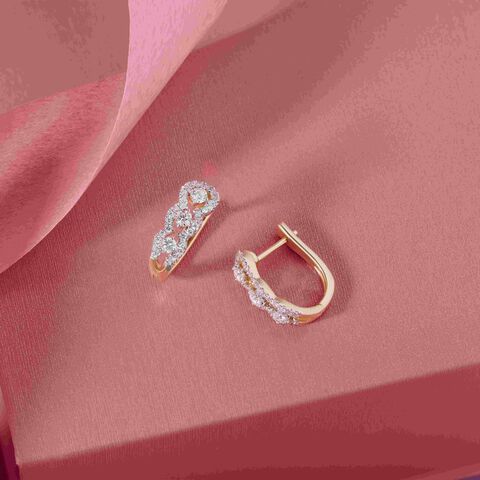 Sleek Edge Gold & Diamond Hoop Earrings