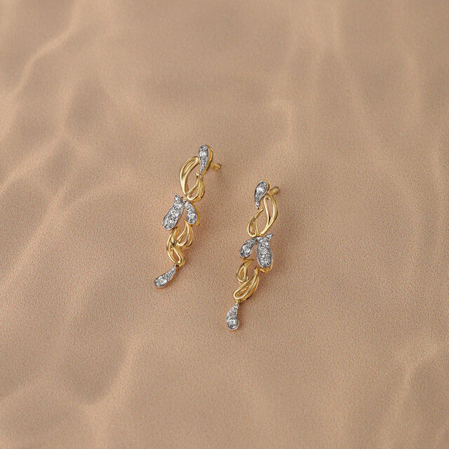 Dewdrop Cascade 18 Kt Gold & Diamond Drop Earrings,,hi-res image number null