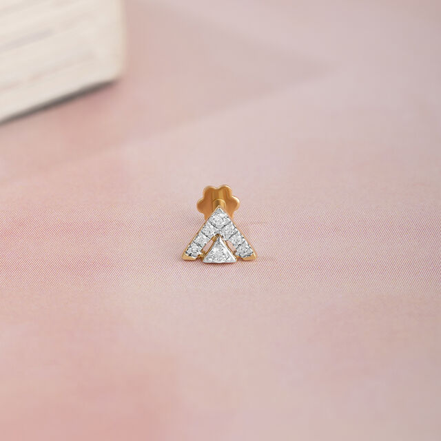 Glimmering Summit Gold & Diamond Nose Pin,,hi-res image number null