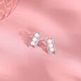Triple Glow Silver Stud Earrings,,hi-res view 1