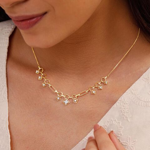 Geometric Charm Diamond Necklace