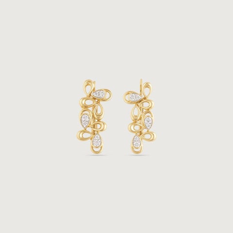 Playful Petal Diamond Hoop Earrings