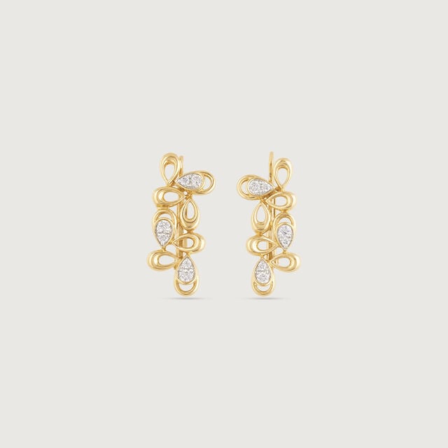 Playful Petal Diamond Hoop Earrings,,hi-res image number null