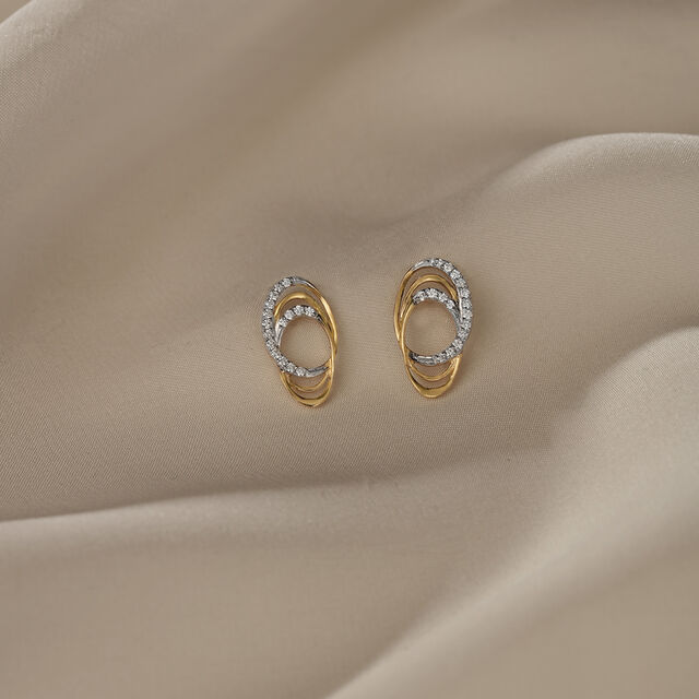Whispering Wind 14 Kt Gold & Diamond Stud Earrings,,hi-res image number null
