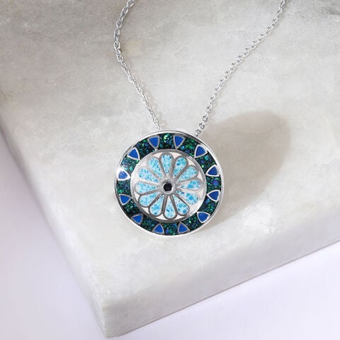 Midnight Mosaic Silver Pendant