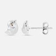 Chirpy Chic Silver Stud Earrings,,hi-res view 4