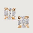 Sequin Grid Gold & Diamond Stud Earrings,,hi-res view 3