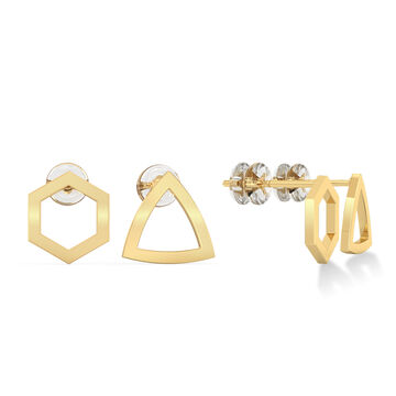 14KT Yellow Gold Binding Differences Stud Earrings