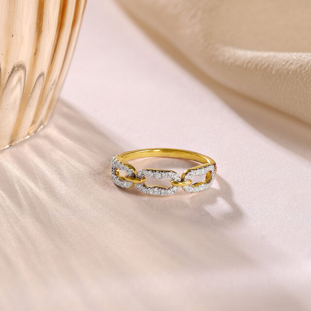 Interlocking Elegance Gold & Diamond Finger Ring,,hi-res image number null