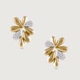 Floral Sparkle Gold & Diamond Stud Earrings,,hi-res view 2