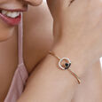 18 KT Yellow Gold Gleaming Circle Diamond and Onyx Bangle,,hi-res view 3