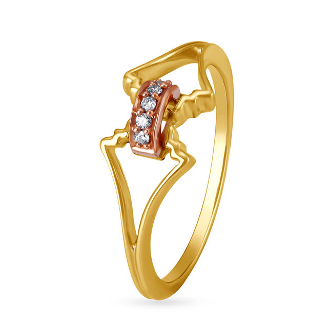 14kt Yellow and Rose Gold Diamond Finger Ring With Rose Gold Plating,,hi-res image number null