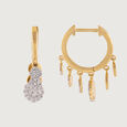 Dangle Charm Gold & Diamond Hoop Earrings,,hi-res view 4