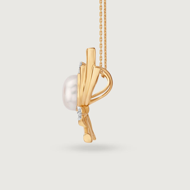 Starry Perfection 14KT Diamond and Pearl Pendant,,hi-res image number null