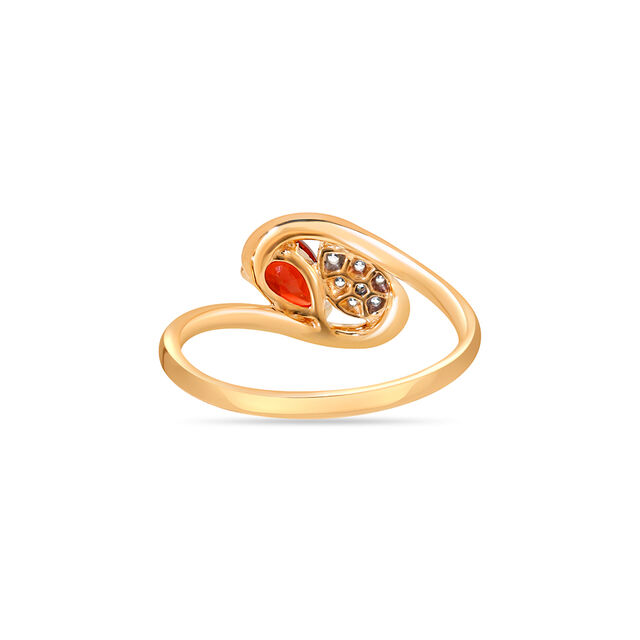 14 KT Yellow Gold Toi et Moi Diamond and Red Garnet Ring,,hi-res view 6