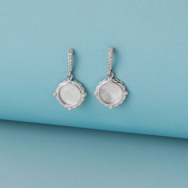 Mother of Pearl Moonlit Silver Drop Earrings,,hi-res image number null