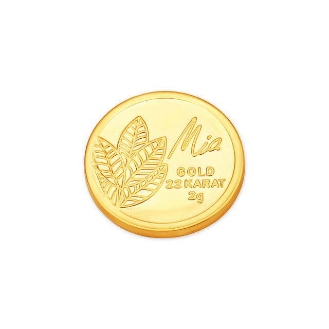 2 GM 22 Karat  Sublime Mango Leaf Gold Coin,,hi-res view 3