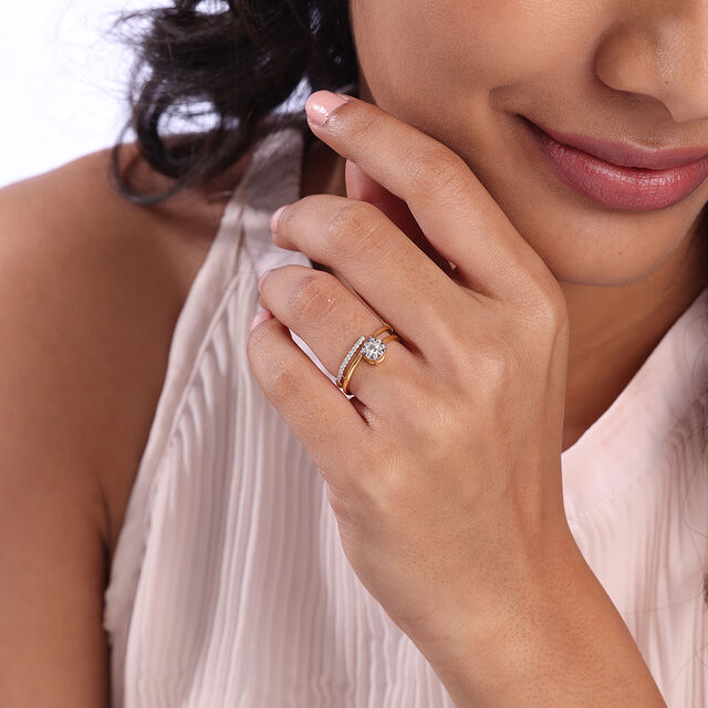 Halo Twist Gold & Diamond Finger Ring,,hi-res image number null