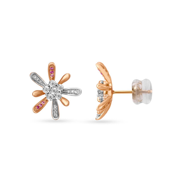 14KT Rose Gold A Pair Of Floral Earrings For Spring Lover,,hi-res view 2