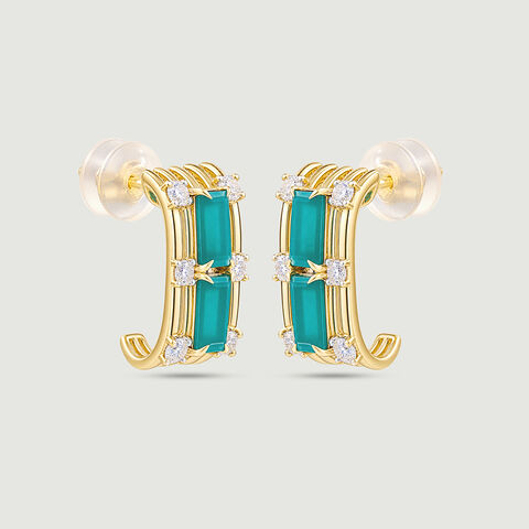 Sleek Cascading Green Onyx Hoop Earrings