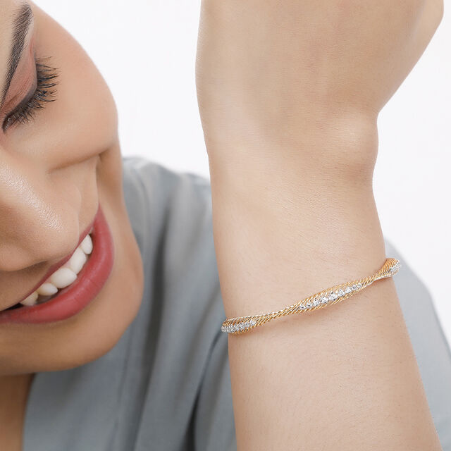 14kt Yellow Gold Slant Line Bangle,,hi-res image number null