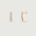 Intricate Lattice Gold & Diamond Stud Earrings,,hi-res view 4