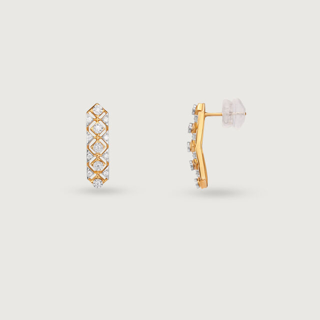Intricate Lattice Gold & Diamond Stud Earrings,,hi-res image number null
