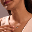 Twilight Halo 14 Kt Sapphire & Diamond Pendant with Chain,,hi-res view 2