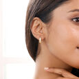 Textured Curve Gold Stud Earrings,,hi-res view 2