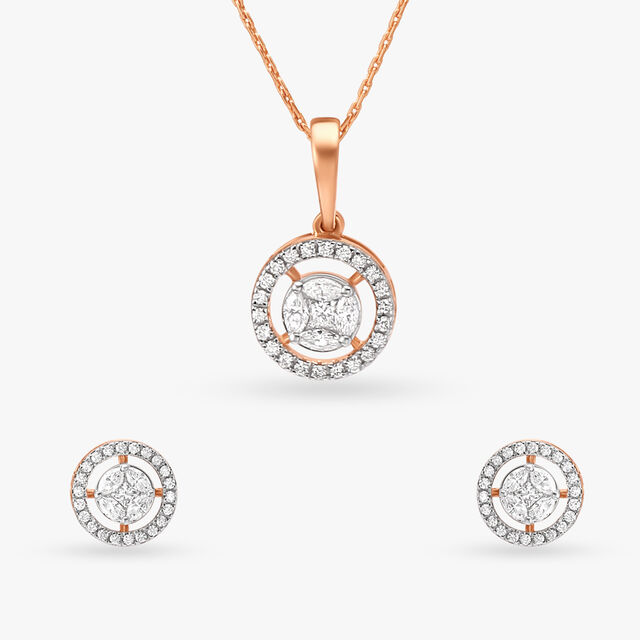Timeless Sparkle Diamond Pendant and Earrings Set