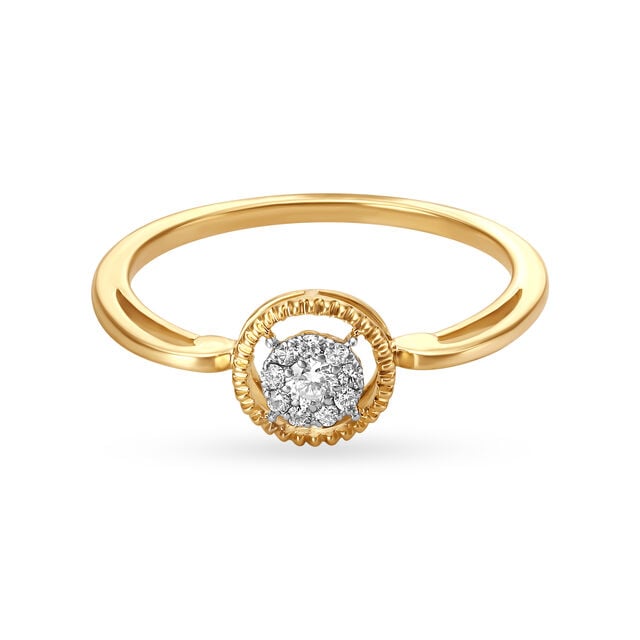 14KT Yellow Gold Diamond Finger Ring,,hi-res view 2