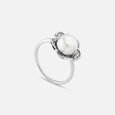 Glided Blossom Pearl Silver Finger Ring,,hi-res view 4