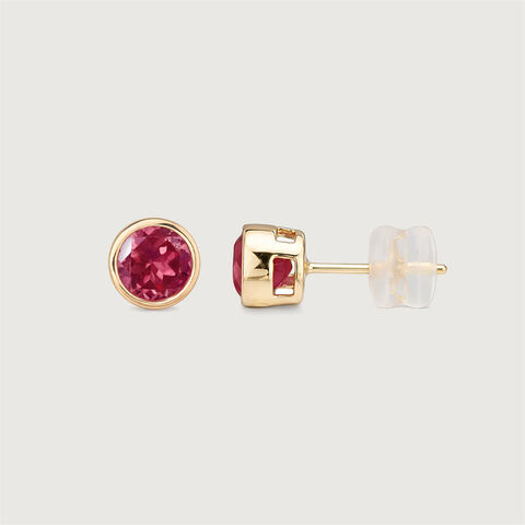 Modern Refined Ruby Gold Stud Earrings
