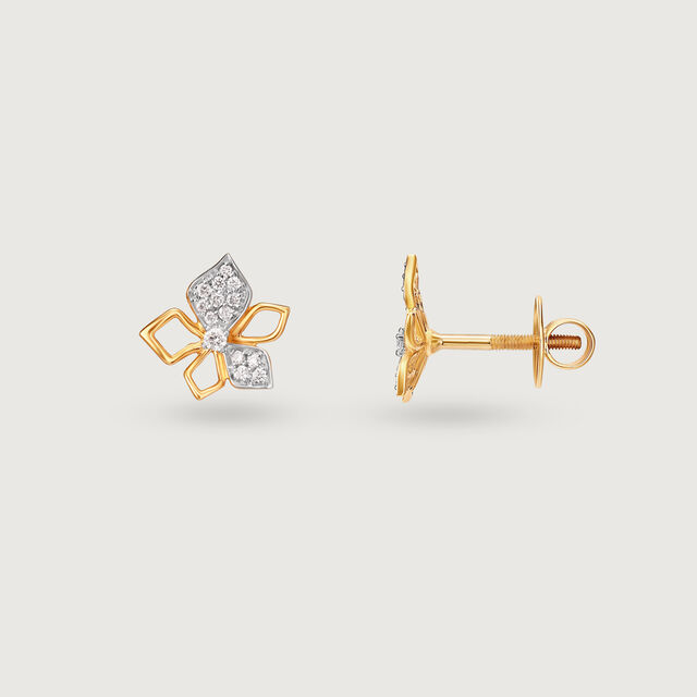 Sparkling Symmetry Gold & Diamond Stud Earrings,,hi-res image number null