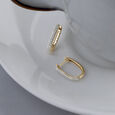 Sleek Edge Gold & Diamond Hoop Earrings,,hi-res view 1
