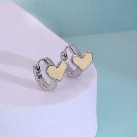 Soft Heart Silver Hoop Earrings