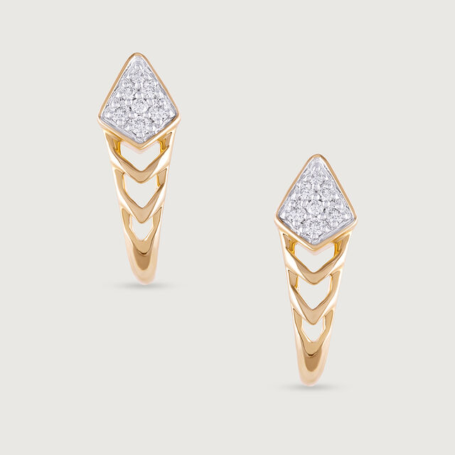 Chevron Grace Gold & Diamond Stud Earrings,,hi-res image number null