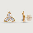 Elegant Petal Gold & Diamond Stud Earrings,,hi-res view 4
