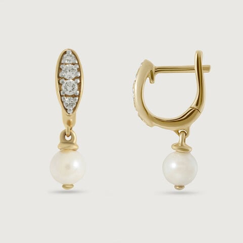 Snowy Gleam Gold & Pearl Hoop Earrings
