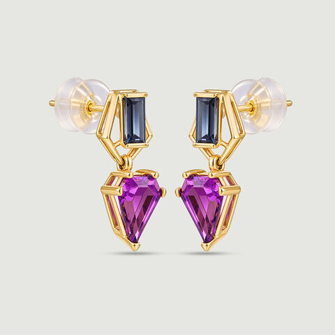 Balanced Contrasting Amethyst and Topaz Drop Earrings