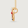 Gemstone Galaxy 14KT Modern Navratna Pendant,,hi-res view 4