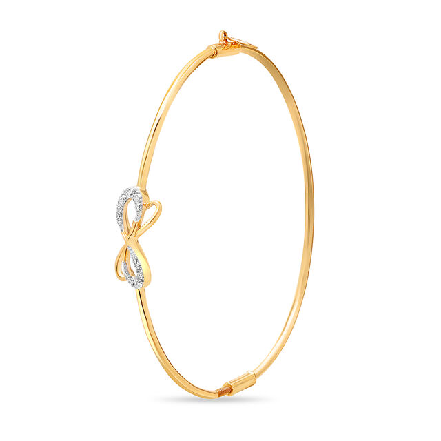 14 KT Yellow Gold Tender Butterfly Diamond Bangle,,hi-res view 2