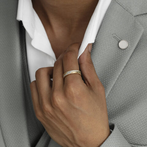 Layered Precision Gold & Diamond Ring for Men