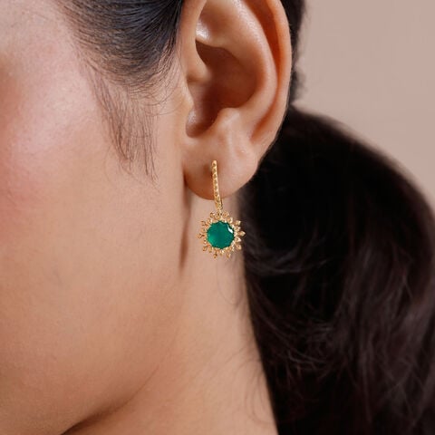 Dynamic Sculptural Green Onyx Hoop Earrings