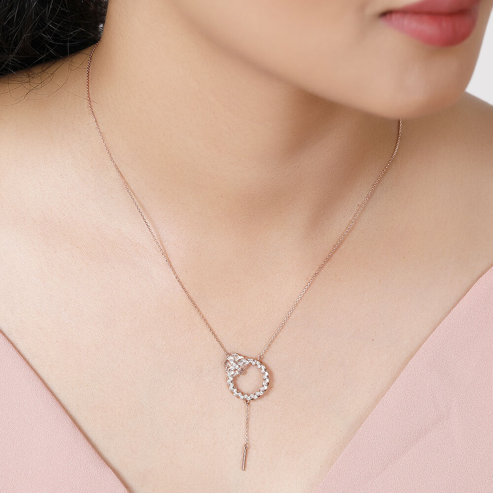 Buy 14KT Rose Gold Orbiting Elegance Diamond Necklace Online Mia by Tanishq