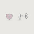 Mother of Pearl Heart Silver Stud Earrings,,hi-res view 4