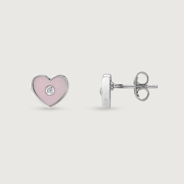 Mother of Pearl Heart Silver Stud Earrings,,hi-res image number null